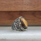 RARE PRINCE by CARAT SUTRA | Unique Turkish Style Ring with Natural Tiger Eye | 925 Sterling Silver Oxidized Ring | Men's Jewelry | With Certificate of Authenticity and 925 Hallmark - caratsutra