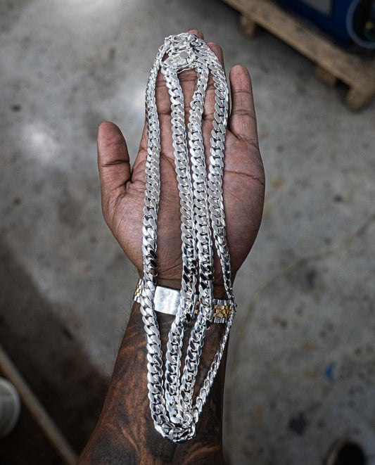 RARE PRINCE by CARAT SUTRA | 14mm Wide Solid Miami Cuban Link Chain | 925 Sterling Silver Chain | Men's Jewelry | With Certificate of Authenticity and 925 Hallmark - caratsutra
