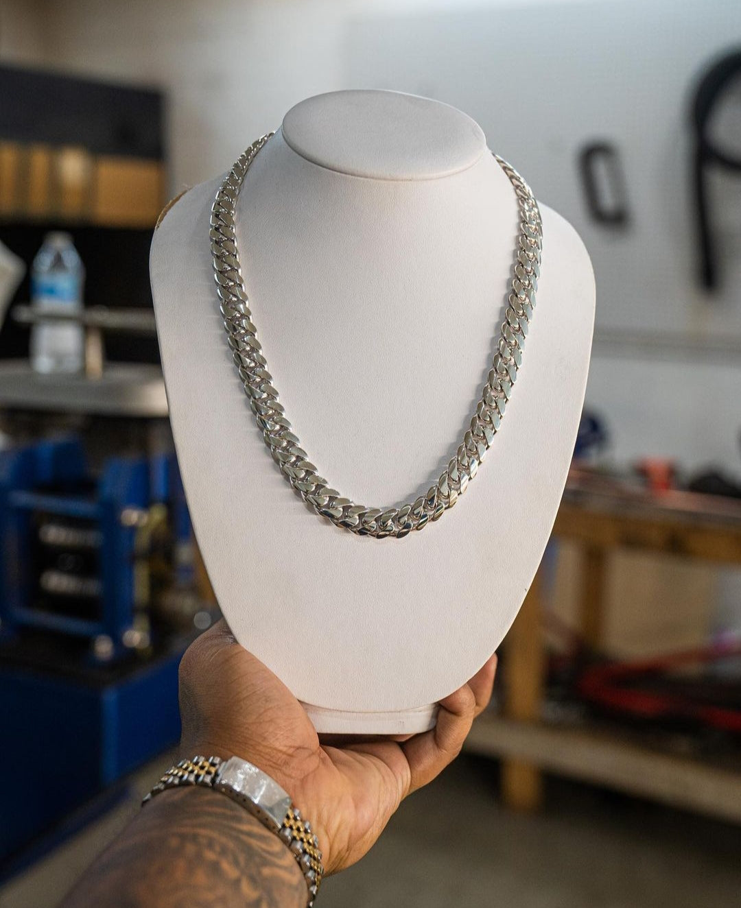 RARE PRINCE by CARAT SUTRA 12mm Wide Solid Miami Cuban Link Chain 925 Sterling Silver Chain Men's Jewelry With Certificate of Authenticity and