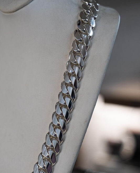RARE PRINCE by CARAT SUTRA | 16mm Wide Solid Miami Cuban Link Chain | 925 Sterling Silver Chain | Men's Jewelry | With Certificate of Authenticity and 925 Hallmark - caratsutra
