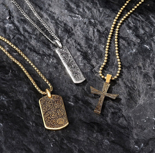 RARE PRINCE by CARAT SUTRA | Unique Samurai Engraved Tag Pendant for Men | 22kt Gold Micron Plated 925 Sterling Silver Pendant | Men's Jewelry | With Certificate of Authenticity and 925 Hallmark - caratsutra