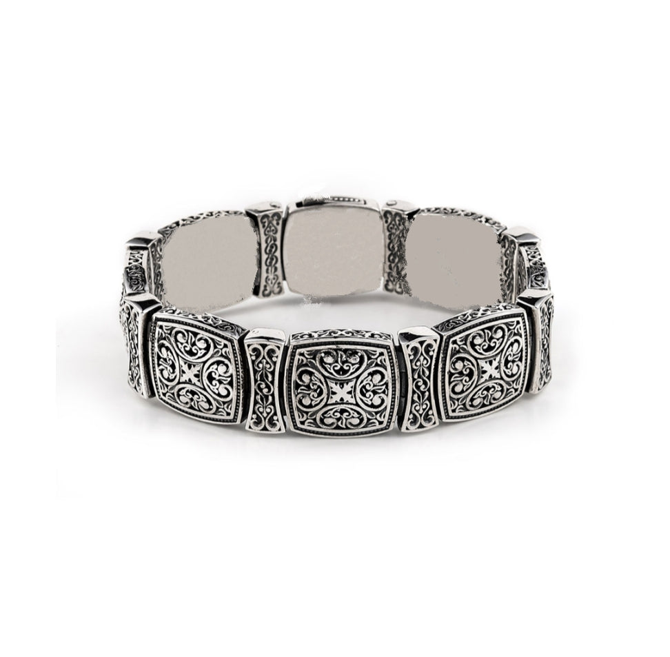 RARE PRINCE by CARAT SUTRA | Unique Designed Byzantine Style Bracelet for Men | Pure 925 Sterling Silver Oxidized Bracelet | Men's Jewelry | With Certificate of Authenticity and 925 Hallmark - caratsutra