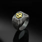 RARE PRINCE by CARAT SUTRA | Exclusive Trishul Symbol Signet Style Ring for Men, Oxidized Sterling Silver 925 Ring | Jewellery for Men| With Certificate of Authenticity and 925 Hallmark - caratsutra