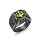 RARE PRINCE by CARAT SUTRA | Exclusive Trishul Symbol Signet Style Ring for Men, Oxidized Sterling Silver 925 Ring | Jewellery for Men| With Certificate of Authenticity and 925 Hallmark - caratsutra