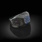 RARE PRINCE by CARAT SUTRA | Exclusive Signet Style Ring Studded with Blue Zircons for Men, Oxidized Sterling Silver 925 Ring | Jewellery for Men| With Certificate of Authenticity and 925 Hallmark - caratsutra