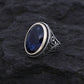 RARE PRINCE by CARAT SUTRA | Unique Turkish Style Ring with S Blue Sapphire, Oxidized Sterling Silver 925 Ring | Jewellery for Men| With Certificate of Authenticity and 925 Hallmark - caratsutra