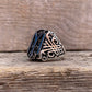 RARE PRINCE by CARAT SUTRA | Unique Designed Kayi Ring with Blue Enamel | 925 Sterling Silver Oxidized Ring | Men's Jewelry | With Certificate of Authenticity and 925 Hallmark - caratsutra