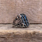 RARE PRINCE by CARAT SUTRA | Unique Designed Kayi Ring with Blue Enamel | 925 Sterling Silver Oxidized Ring | Men's Jewelry | With Certificate of Authenticity and 925 Hallmark - caratsutra