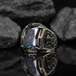RARE PRINCE by CARAT SUTRA | Unique Designed Turkish Style Heavy Ring with Multicolored Alexandrite | 925 Sterling Silver Oxidized Ring | Men's Jewelry | With Certificate of Authenticity and 925 Hallmark - caratsutra