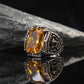 RARE PRINCE by CARAT SUTRA | Unique Designed Turkish Style Heavy Ring with S Yellow Sapphire | 925 Sterling Silver Oxidized Ring | Men's Jewelry | With Certificate of Authenticity and 925 Hallmark - caratsutra