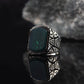 RARE PRINCE by CARAT SUTRA | Unique Designed Turkish Style Ring with Natural Green Onyx | 925 Sterling Silver Oxidized Ring | Men's Jewelry | With Certificate of Authenticity and 925 Hallmark - caratsutra