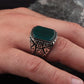 RARE PRINCE by CARAT SUTRA | Unique Designed Turkish Style Ring with Natural Green Onyx | 925 Sterling Silver Oxidized Ring | Men's Jewelry | With Certificate of Authenticity and 925 Hallmark - caratsutra