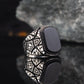 RARE PRINCE by CARAT SUTRA | Unique Designed Turkish Style Ring with Natural Black Onyx | 925 Sterling Silver Oxidized Ring | Men's Jewelry | With Certificate of Authenticity and 925 Hallmark - caratsutra