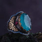 RARE PRINCE by CARAT SUTRA | Unique Designed Turkish Style Heavy Ring with Blue Topaz | 22kt Gold Micron & Black Rhodium Plated 925 Sterling Silver Ring | Men's Jewelry | With Certificate of Authenticity and 925 Hallmark - caratsutra