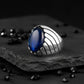 RARE PRINCE by CARAT SUTRA | Unique Designed Turkish Style Ring with S Sapphire, 925 Sterling Silver Oxidized Ring | Men's Jewelry | With Certificate of Authenticity and 925 Hallmark - caratsutra