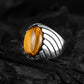 RARE PRINCE by CARAT SUTRA | Unique Designed Turkish Style Ring with Natural Tiger Eye | 925 Sterling Silver Oxidized Ring | Men's Jewelry | With Certificate of Authenticity and 925 Hallmark - caratsutra