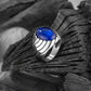 RARE PRINCE by CARAT SUTRA | Unique Designed Turkish Style Ring with S Sapphire, 925 Sterling Silver Oxidized Ring | Men's Jewelry | With Certificate of Authenticity and 925 Hallmark - caratsutra