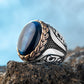 RARE PRINCE by CARAT SUTRA | Unique Designed Turkish Style Ring with S Sapphire | 925 Sterling Silver Oxidized Ring | Men's Jewelry | With Certificate of Authenticity and 925 Hallmark - caratsutra