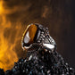 RARE PRINCE by CARAT SUTRA | Unique Designed Turkish Style Ring with Zulfiqar Sword and Natural Tiger Eye  | 925 Sterling Silver Oxidized Ring | Men's Jewelry | With Certificate of Authenticity and 925 Hallmark - caratsutra