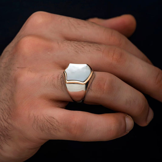 RARE PRINCE by CARAT SUTRA | Unique Turkish Style Ring with Natural Pearl | 925 Sterling Silver | Men's Jewelry | With Certificate of Authenticity and 925 Hallmark - caratsutra