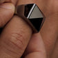RARE PRINCE by CARAT SUTRA | Exclusive Classic Style Signet Ring with Natural Pyramidal Black Onyx | Sterling Silver 925 Ring | Jewellery for Men| With Certificate of Authenticity and 925 Hallmark - caratsutra