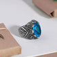 RARE PRINCE by CARAT SUTRA | Exclusively Designed Ring with Blue Topaz | 925 Sterling Silver Oxidized Ring | Men's Jewelry | With Certificate of Authenticity and 925 Hallmark - caratsutra