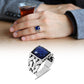 RARE PRINCE by CARAT SUTRA | Unique Turkish Gucci Style Ring with Faceted Blue S Sapphire | 925 Sterling Silver Oxidized Ring | Men's Jewelry | With Certificate of Authenticity and 925 Hallmark - caratsutra