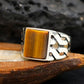 RARE PRINCE by CARAT SUTRA | Unique Turkish Gucci Style Ring with Natural Tiger Eye | 925 Sterling Silver Oxidized Ring | Men's Jewelry | With Certificate of Authenticity and 925 Hallmark - caratsutra