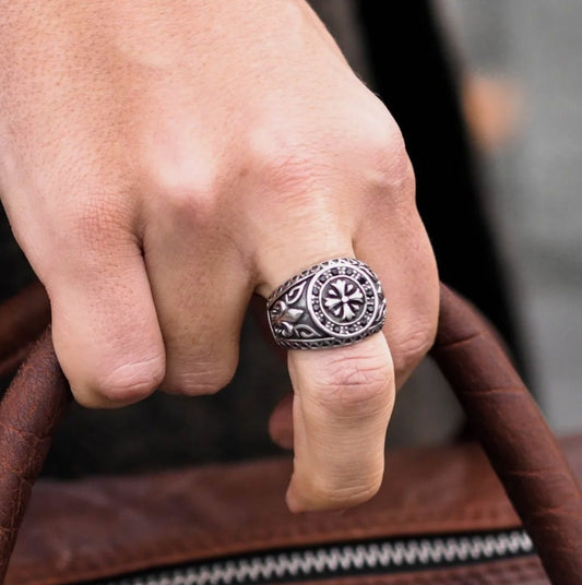 RARE PRINCE by CARAT SUTRA | Unique Fort Templar Ring | 925 Sterling Silver Oxidized Ring | Men's Jewelry | With Certificate of Authenticity and 925 Hallmark - caratsutra