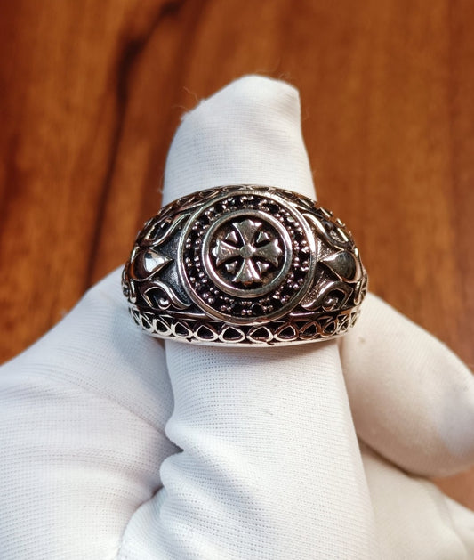 RARE PRINCE by CARAT SUTRA | Unique Fort Templar Ring | 925 Sterling Silver Oxidized Ring | Men's Jewelry | With Certificate of Authenticity and 925 Hallmark - caratsutra