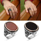 RARE PRINCE by CARAT SUTRA | Unique Turkish Style Ring with Natural Red Agate  | 925 Sterling Silver Oxidized Ring | Men's Jewelry | With Certificate of Authenticity and 925 Hallmark - caratsutra