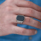 RARE PRINCE by CARAT SUTRA | Unique Turkish Gucci Style Ring with Natural Black Onyx | 925 Sterling Silver Oxidized Ring | Men's Jewelry | With Certificate of Authenticity and 925 Hallmark - caratsutra