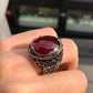 RARE PRINCE by CARAT SUTRA | Unique Turkish Style Ring with Faceted S Ruby | 925 Sterling Silver Oxidized Ring | Men's Jewelry | With Certificate of Authenticity and 925 Hallmark - caratsutra