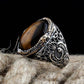 RARE PRINCE by CARAT SUTRA | Unique Turkish Style Ring with Natural Tiger Eye | 925 Sterling Silver Oxidized Ring | Men's Jewelry | With Certificate of Authenticity and 925 Hallmark - caratsutra