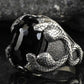 RARE PRINCE by CARAT SUTRA | Unique Designed Snake Ring with Black Zircon | 925 Sterling Silver Oxidized Ring | Men's Jewelry | With Certificate of Authenticity and 925 Hallmark - caratsutra
