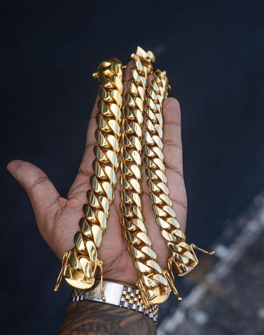 Men's Cuban Link 14k Gold (74gram) or Platinum (119gram) 13.5mm Link  Bracelet 9