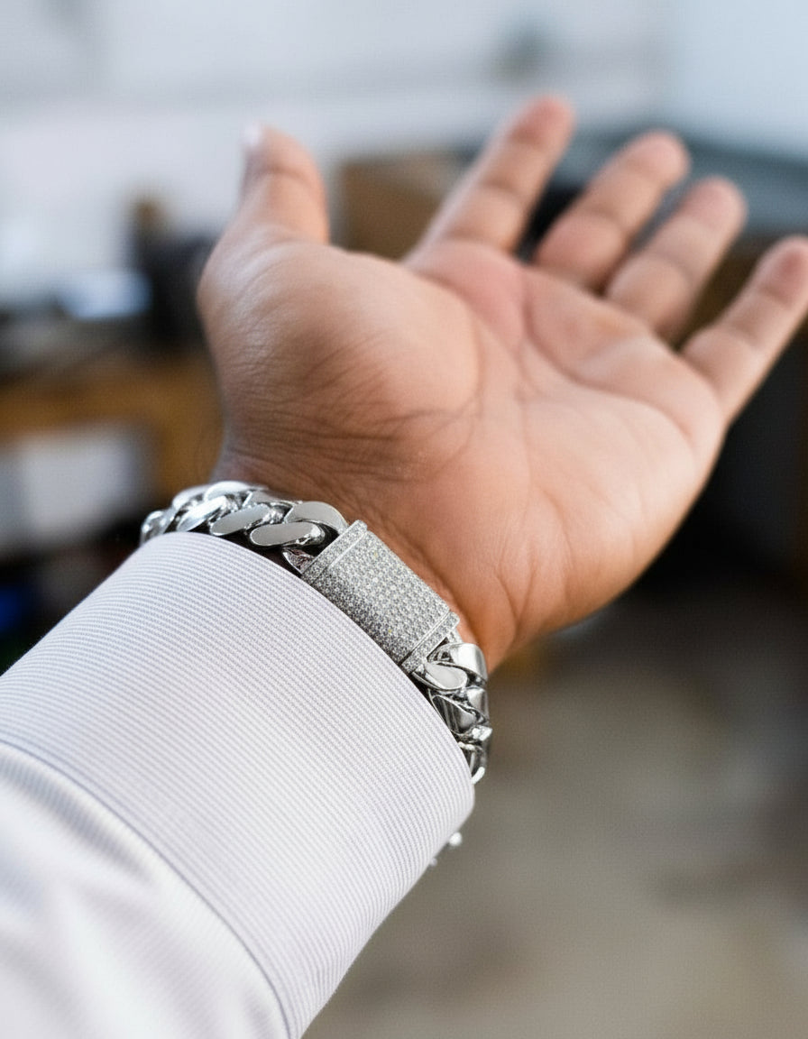 Cubic Zirconia Chain Bracelet Goldsmiths Bracelets Men's Cuban