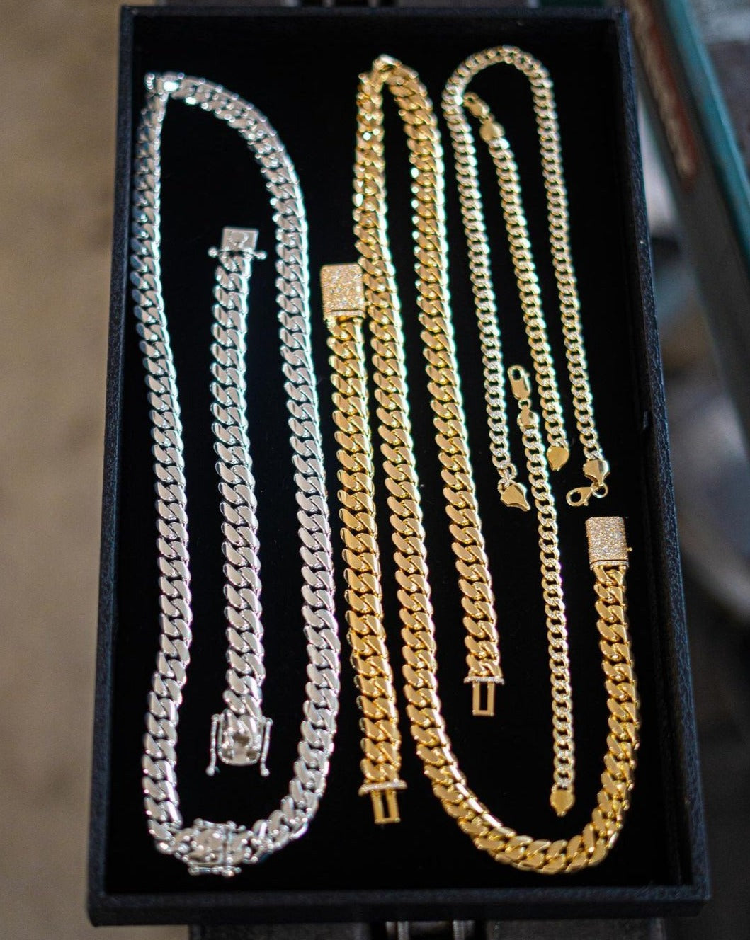 RARE PRINCE by CARAT SUTRA | Solid 10mm Miami Cuban Link Chain with Iced Lock | 22kt Gold Micron Plated on 925 Sterling Silver Chain with AAA+ Quality Swarovski Diamonds | Men's Jewelry | With Certificate of Authenticity and 925 Hallmark - caratsutra