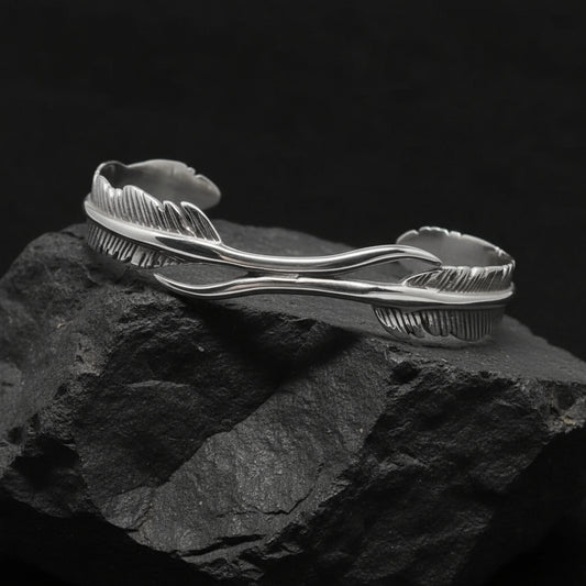 RARE PRINCE by CARAT SUTRA | Unique Adjustable Feather Style Bangle/kadaa/Handcuff for Men & Boys | 925 Sterling Silver Bracelet | Men's Jewelry | With Certificate of Authenticity and 925 Hallmark - caratsutra