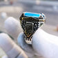 RARE PRINCE by CARAT SUTRA | Unique Designed Turkish Style Ring with Natural Blue Topaz | 925 Sterling Silver Oxidized Ring | Men's Jewelry | With Certificate of Authenticity and 925 Hallmark
