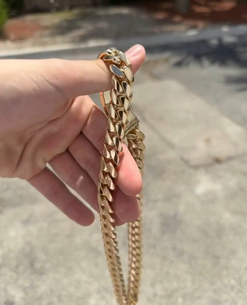 RARE PRINCE by CARAT SUTRA | Custom 12mm Solid Miami Cuban Link Chain with Curved Iced Lock | 22kt Gold Micron Plated 925 Sterling Silver Chain | Men's Jewelry | With Certificate of Authenticity and 925 Hallmark