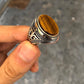 RARE PRINCE by CARAT SUTRA | Unique Designed Turkish Style Ring with Natural Tiger Eye | 925 Sterling Silver Oxidized Ring | Men's Jewelry | With Certificate of Authenticity and 925 Hallmark - caratsutra