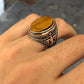 RARE PRINCE by CARAT SUTRA | Unique Designed Turkish Style Ring with Natural Tiger Eye | 925 Sterling Silver Oxidized Ring | Men's Jewelry | With Certificate of Authenticity and 925 Hallmark - caratsutra