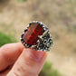 RARE PRINCE by CARAT SUTRA | Unique Designed Turkish Style Ring with Multifaceted Red Zirconia | 925 Sterling Silver Oxidized Ring | Men's Jewelry | With Certificate of Authenticity and 925 Hallmark - caratsutra