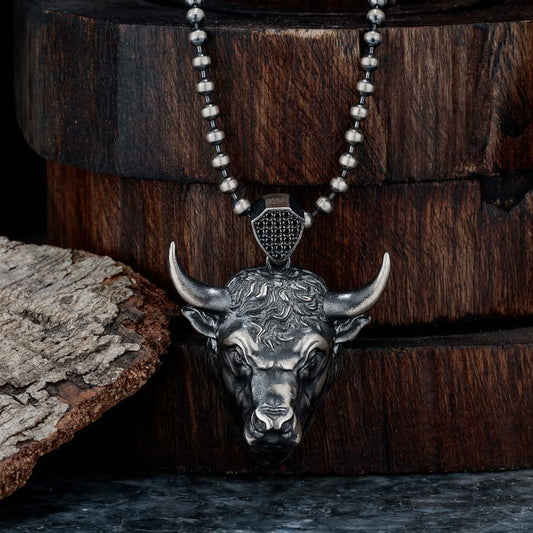 RARE PRINCE by CARAT SUTRA | Unique Designed Angry Bull Head Pendant for Taurus Zodiac for Men | 925 Sterling Silver Oxidized Pendant | Men's Jewelry | With Certificate of Authenticity and 925 Hallmark - caratsutra