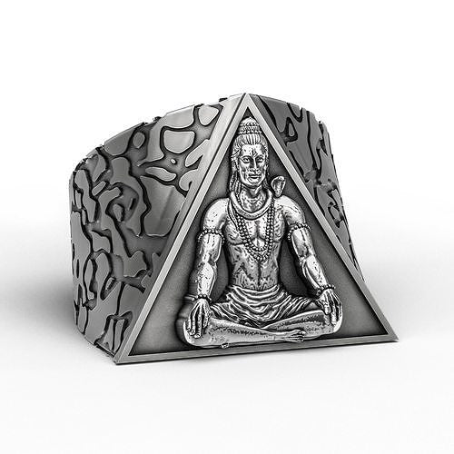 RARE PRINCE by CARAT SUTRA | Unique Designed Mahadev/Shiva Ring | 925 Sterling Silver Oxidized Ring | Men's Jewelry | With Certificate of Authenticity and 925 Hallmark - caratsutra