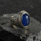 RARE PRINCE by CARAT SUTRA | Unique Turkish Style Ring with Blue S Sapphire | 925 Sterling Silver Oxidized Ring | Men's Jewelry | With Certificate of Authenticity and 925 Hallmark - caratsutra