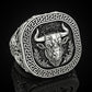 RARE PRINCE by CARAT SUTRA | Unique Taurus Zodiac Designed Bull Ring | 925 Sterling Silver Oxidized Ring | Men's Jewelry | With Certificate of Authenticity and 925 Hallmark - caratsutra