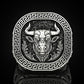 RARE PRINCE by CARAT SUTRA | Unique Taurus Zodiac Designed Bull Ring | 925 Sterling Silver Oxidized Ring | Men's Jewelry | With Certificate of Authenticity and 925 Hallmark - caratsutra