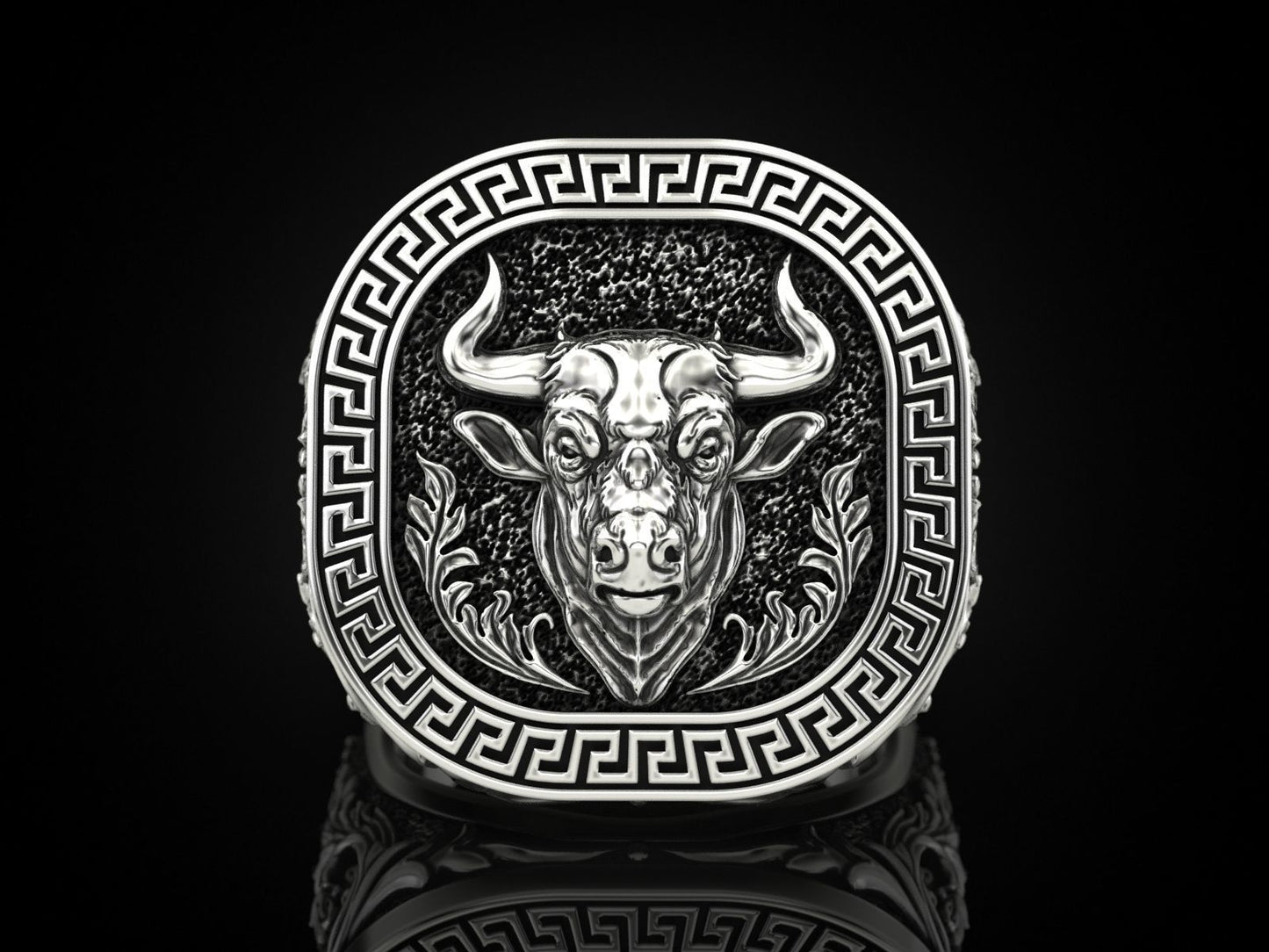 RARE PRINCE by CARAT SUTRA | Unique Taurus Zodiac Designed Bull Ring | 925 Sterling Silver Oxidized Ring | Men's Jewelry | With Certificate of Authenticity and 925 Hallmark - caratsutra